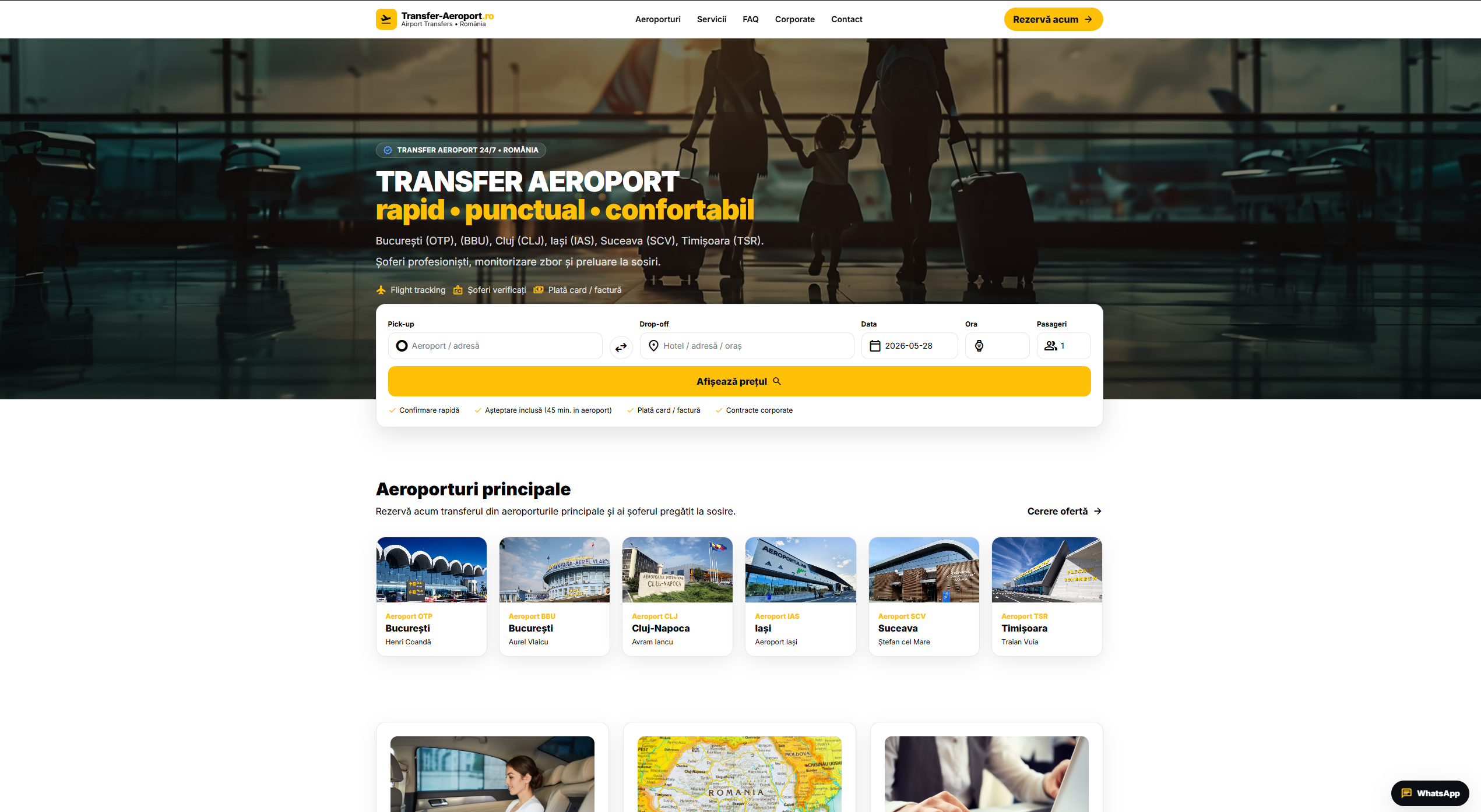 Captura website-ului Transfer Aeroport
